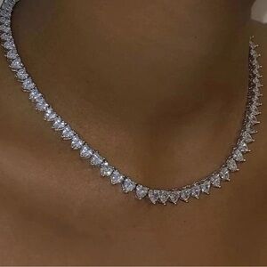 Heart Tennis necklace, tennis Heart necklace 16 inch